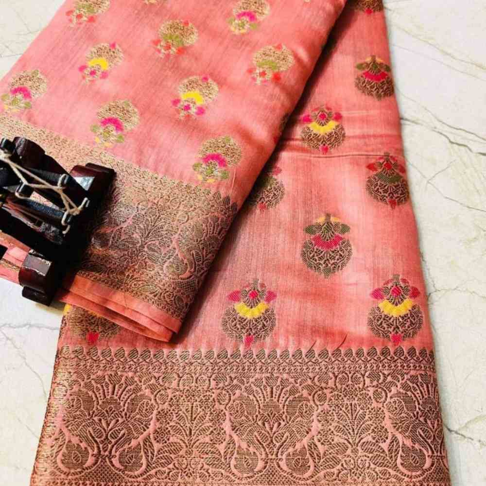 Tussar Saree with Madhubani Bride, Doli, and Kaahar Painting